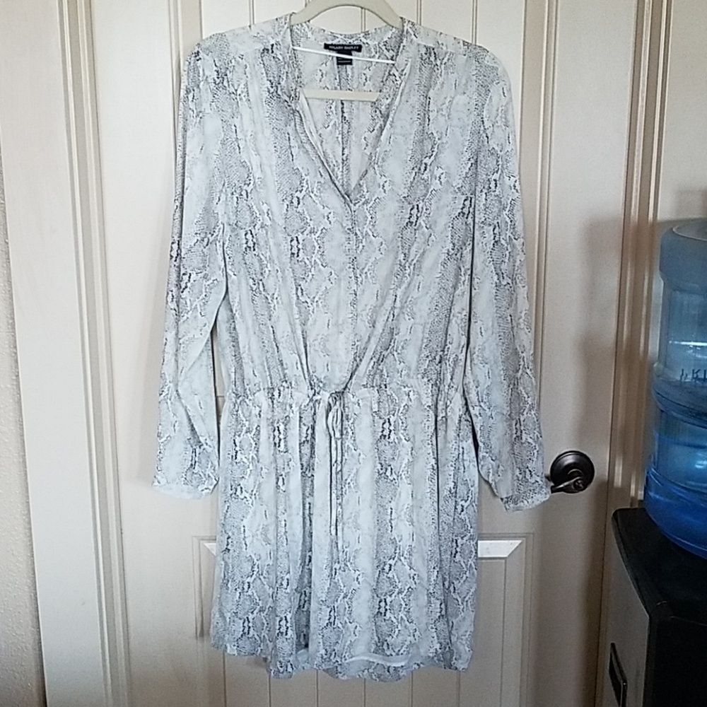 snake print drawstring dress